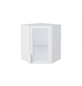 Шкаф верхний угловой остекленный Сканди, цвет: White Softwood