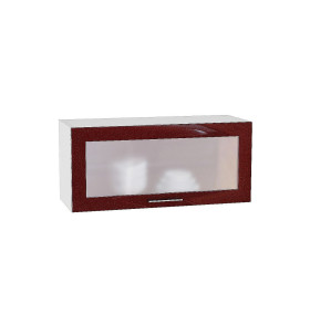 Шкаф верхний горизонтальный остекленный Валерия-М, цвет: Гранатовый металлик