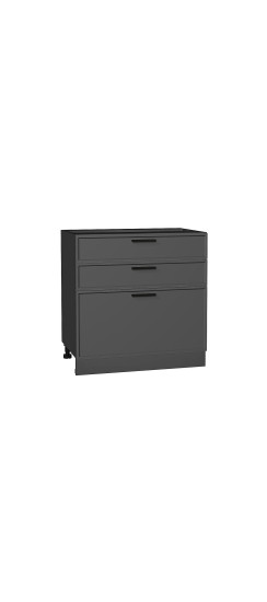 Шкаф нижний с 3-мя ящиками Фрейм, цвет: Stormy Silk | ПЭТ, Stormy Silk