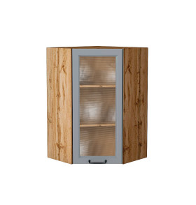 Шкаф верхний угловой остекленный Ницца, цвет: Magnum