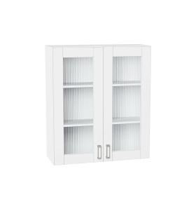 Шкаф верхний с 2-мя остекленными дверцами Лофт, цвет: White Silk