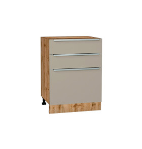 Шкаф нижний с 3-мя ящиками Фьюжн, цвет: Silky Grey