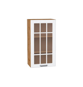 Шкаф верхний с 1-ой остекленной дверцей Прага, цвет: Белое дерево