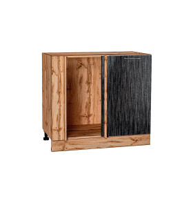 Шкаф нижний угловой Валерия-М, цвет: Черный металлик дождь