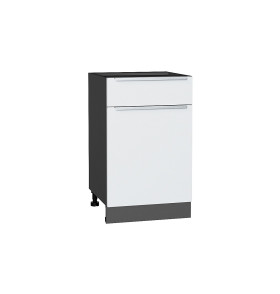 Шкаф нижний с 1-ой дверцей и ящиком Фьюжн, цвет: Silky White