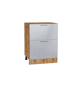 Шкаф нижний с 2-мя ящиками Валерия-М, цвет: Серый металлик дождь светлый