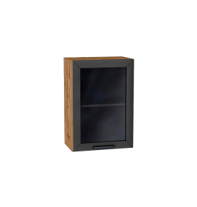 Шкаф верхний с 1-ой остекленной дверцей Глетчер, цвет: Маренго Силк