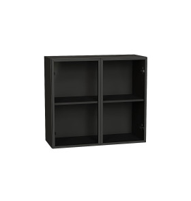 Шкаф верхний с 2-мя остекленными дверцами, цвет: Черный