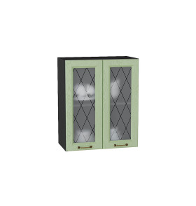 Шкаф верхний с 2-мя остекленными дверцами Ницца, цвет: Дуб оливковый