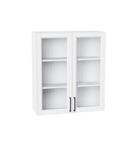 Шкаф верхний с 2-мя остекленными дверцами Сканди, цвет: White Silkwood