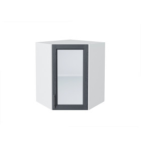 Шкаф верхний угловой остекленный Сканди, цвет: Graphite Softwood