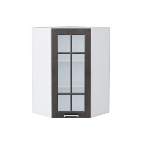 Шкаф верхний угловой остекленный Прага, цвет: Венге премиум