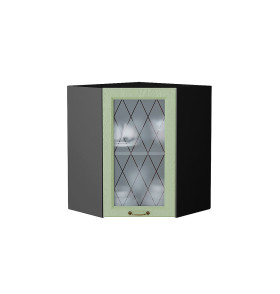 Шкаф верхний угловой остекленный Ницца, цвет: Дуб оливковый