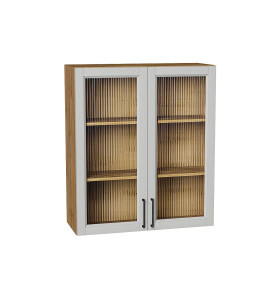 Шкаф верхний с 2-мя остекленными дверцами Сканди, цвет: Grey Silkwood