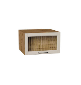 Шкаф верхний горизонтальный остекленный глубокий Сканди, цвет: Cream Silkwood