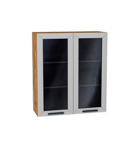 Шкаф верхний с 2-мя остекленными дверцами Глетчер, цвет: Гейнсборо Силк