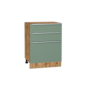 Шкаф нижний с 3-мя ящиками Фьюжн, цвет: Silky Mint