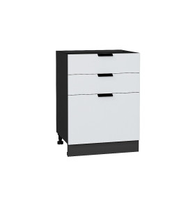 Шкаф нижний с 3-мя ящиками Евро, цвет: Белый