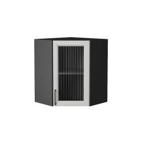 Шкаф верхний угловой остекленный Сканди, цвет: Grey Silkwood