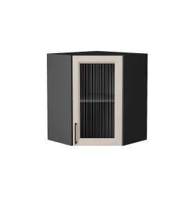 Шкаф верхний угловой остекленный Сканди, цвет: Cream Silkwood