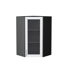 Шкаф верхний угловой остекленный Сканди, цвет: White Softwood