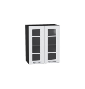 Шкаф верхний с 2-мя остекленными дверцами Прага, цвет: Белое дерево