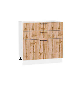 Шкаф нижний с 3-мя ящиками Флэт, цвет: Wotan Oak 2S