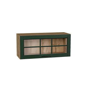 Шкаф верхний горизонтальный остекленный Дублин, цвет: Special Green