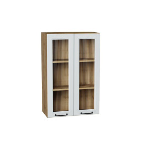 Шкаф верхний с 2-мя остекленными дверцами Ницца, цвет: Blanco