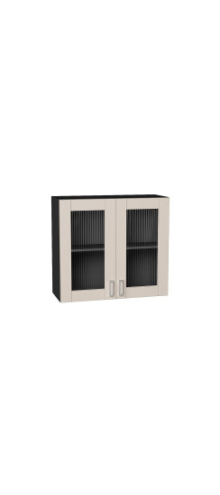 Шкаф верхний с 2-мя остекленными дверцами Лофт, цвет: Cream Silk | ПЭТ, Cream Silk