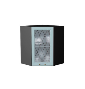 Шкаф верхний угловой остекленный Ницца, цвет: Голубой