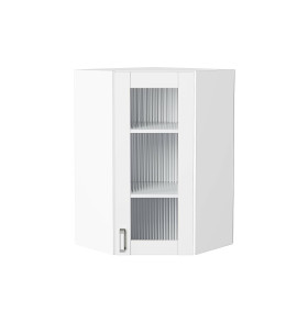 Шкаф верхний угловой остекленный Лофт, цвет: White Silk