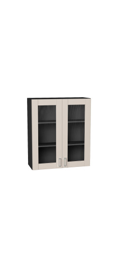 Шкаф верхний с 2-мя остекленными дверцами Лофт, цвет: Cream Silk | ПЭТ, Cream Silk