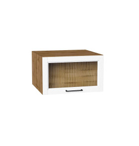 Шкаф верхний горизонтальный остекленный глубокий Сканди, цвет: White Silkwood