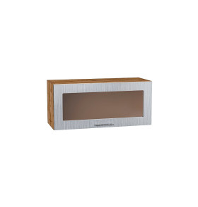 Шкаф верхний горизонтальный остекленный Валерия-М, цвет: Серый металлик дождь светлый