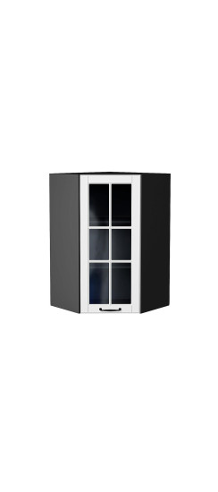 Шкаф верхний угловой остекленный Дублин, цвет: Special White | Эмаль высокой прочности Renner (Италия)., Special White