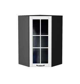 Шкаф верхний угловой остекленный Дублин, цвет: Special White