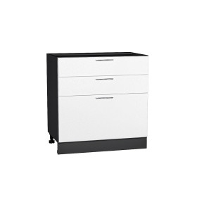 Шкаф нижний с 3-мя ящиками Валерия-М, цвет: Белый металлик