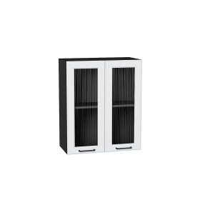 Шкаф верхний с 2-мя остекленными дверцами Барселона, цвет: Белый