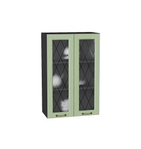 Шкаф верхний с 2-мя остекленными дверцами Ницца, цвет: Дуб оливковый