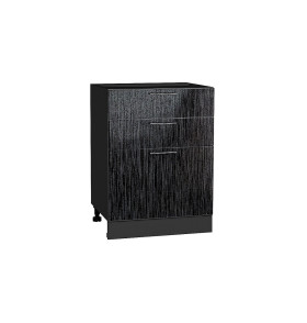 Шкаф нижний с 3-мя ящиками Валерия-М, цвет: Черный металлик дождь