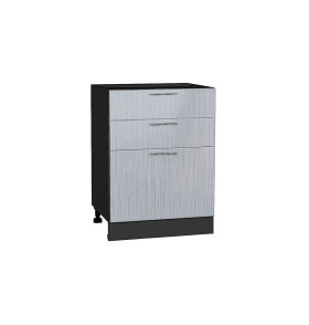 Шкаф нижний с 3-мя ящиками Валерия-М, цвет: Серый металлик дождь светлый