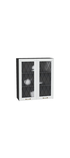 Шкаф верхний с 2-мя остекленными дверцами Ницца, цвет: Белый | Пленка ПВХ., Белый