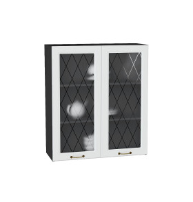 Шкаф верхний с 2-мя остекленными дверцами Ницца, цвет: Белый