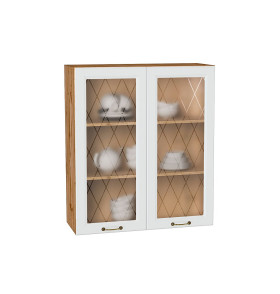 Шкаф верхний с 2-мя остекленными дверцами Ницца, цвет: Белый