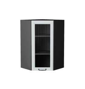 Шкаф верхний угловой остекленный Ницца, цвет: Blanco