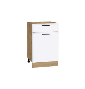 Шкаф нижний с 1-ой дверцей и ящиком Фрейм, цвет: White Silk