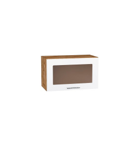 Шкаф верхний горизонтальный остекленный Валерия-М, цвет: Белый глянец