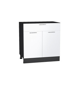 Шкаф нижний с 2-мя дверцами и ящиком Валерия-М, цвет: Белый глянец