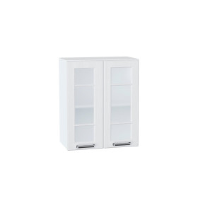 Шкаф верхний с 2-мя остекленными дверцами Прага, цвет: Белое дерево